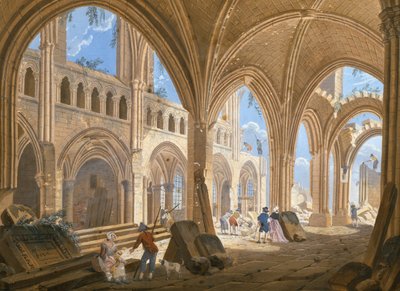 Abriss der Kirche Saint-Jean-en-Grève, ca. 1800 von Pierre Antoine Demachy